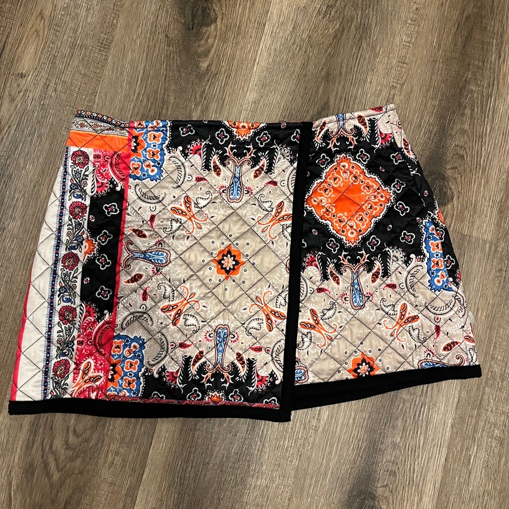 Zara Quilted Faux Wrap Skirt Sz L